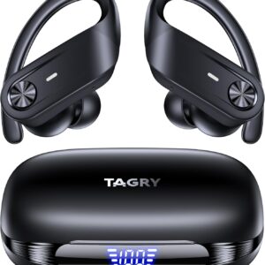 Hybrid Active Noise Cancelling Wireless Earbuds 80 Hrs Playtime Hi-Res Stereo Sound Bluetooth Headphones with Transparency Mode Ear Buds with Earhooks ANC Sports Earphones for Workout Running Travel