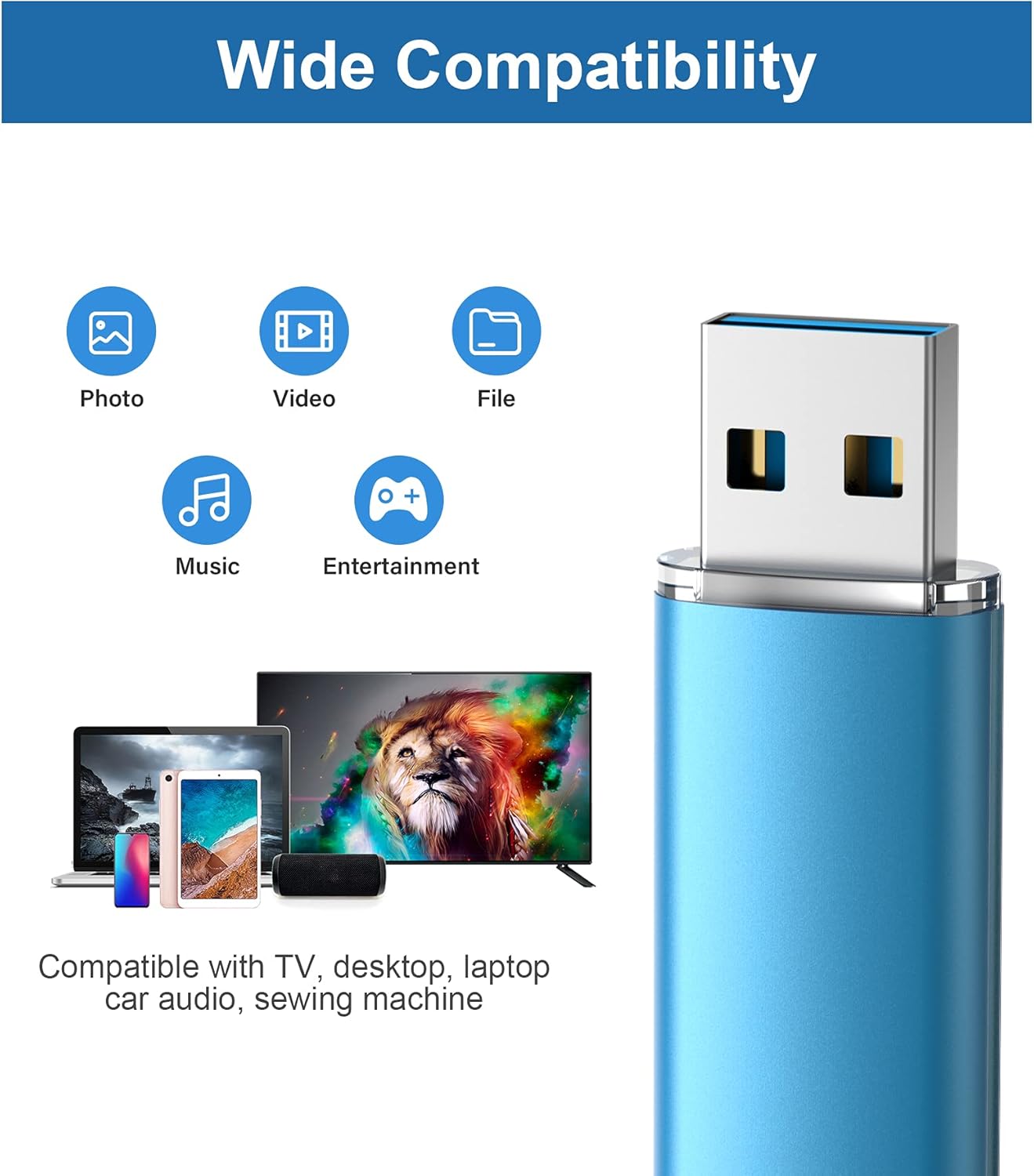 TOPESEL 128GB USB 3.0 Flash Drive, High Speed Thumb Drive USB Flash Drive USB Memory Stick for Data Storage (Blue) - Image 6