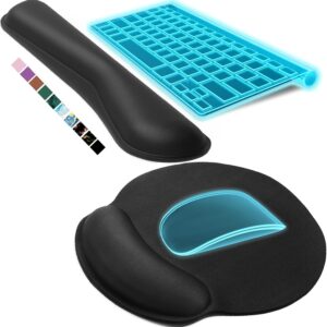 KTRIO Ergonomic Keyboard Wrist Rest and Mouse Pad with Wrist Rest Set, Memory Foam Wrist Support for Typing, Gaming, Office and Home Use, Black