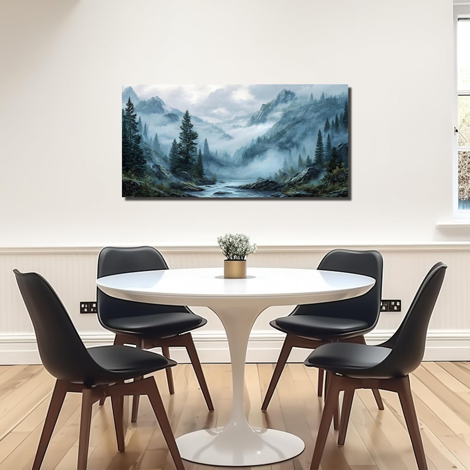 Foggy Forest Wall Art for Living Room Tree Canvas Wall Art for Office Mountain Pictures Wall Decor for Bedroom Size 20 x 40 Inch - Image 6