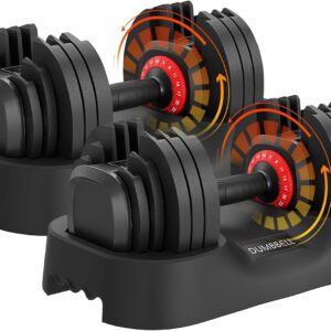Adjustable Dumbbell Set, 25lbs 56lbs Free Weights Dumbbells Set, Fast Adjust Dumbbell Weight Set with Anti-Slip Handle and Tray for Home Gym Strength Training Equipment (25LBS * 1Pcs)