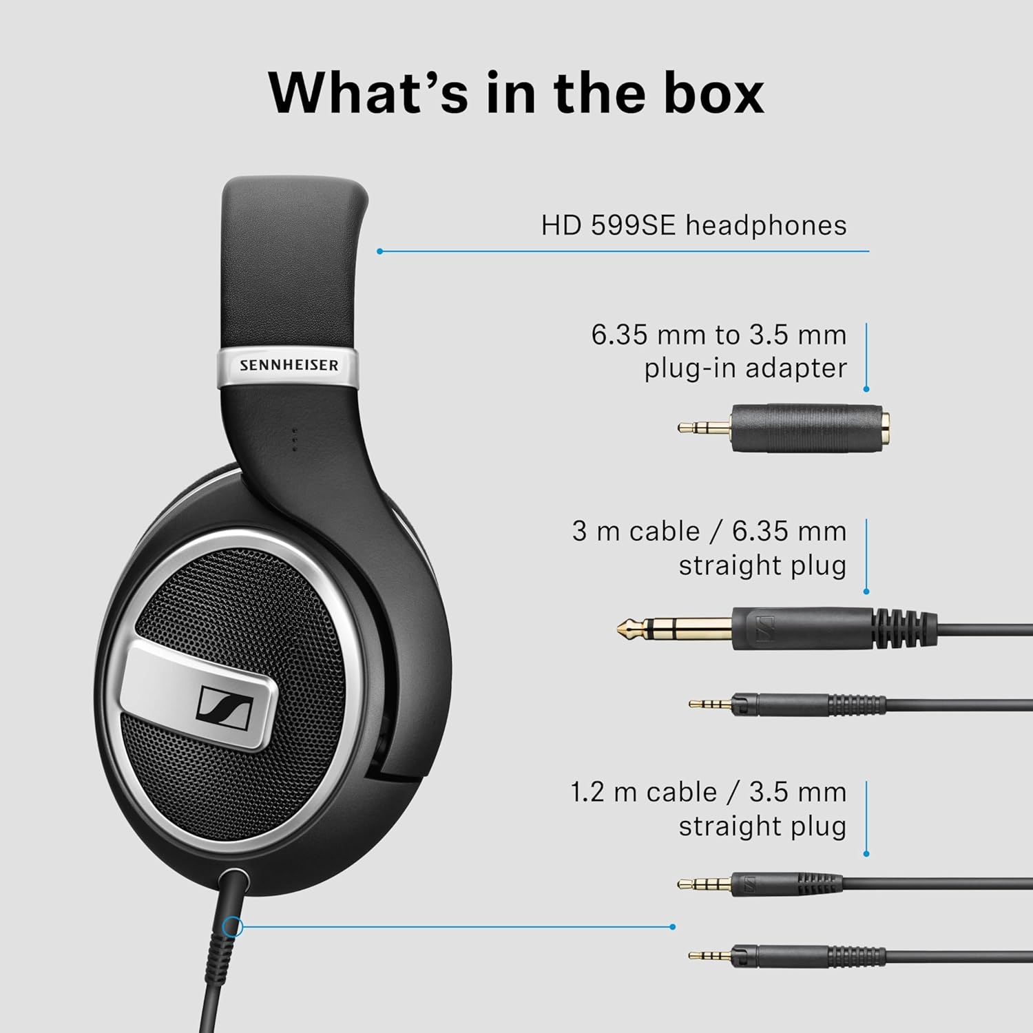 Sennheiser HD 599 SE Open-Back Headphones, Premium Design, Natural Balanced Audio, Comfortable Fit, Wired Headphones for Music, Gaming, School, Work, Black - Image 9