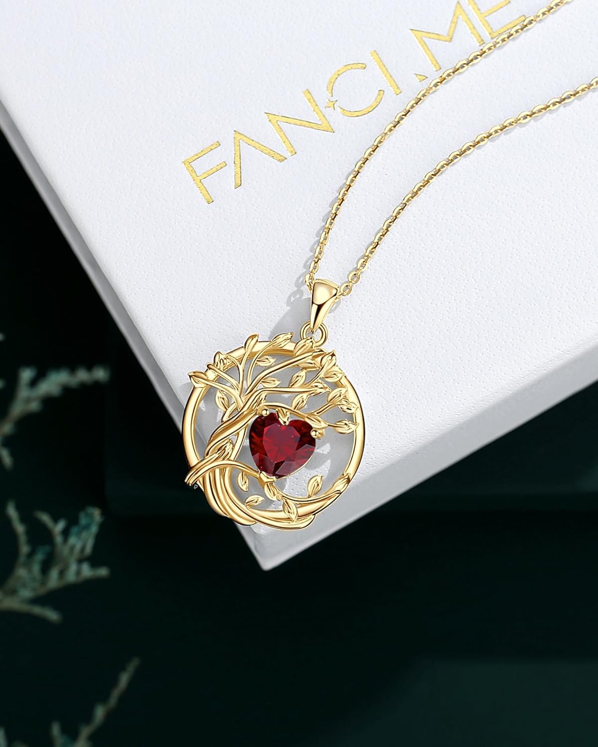 FANCIME Tree of life Birthstone necklace Sterling Silver Pendant Birthstone Necklace Gemstone Anniversary Birthday Jewelry Christmas Gifts for Mom Her Wife - Image 3