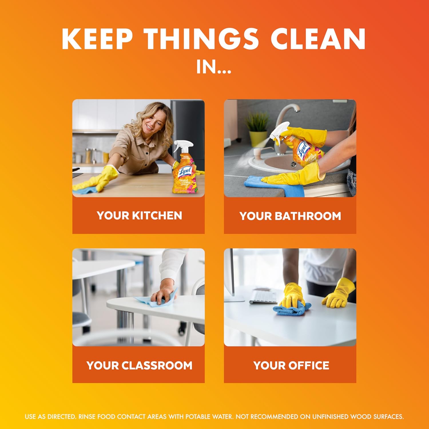 Lysol All Purpose Cleaner Spray, Multi-Purpose Disinfecting Spray, Kitchen & Bathroom Cleaner, Mango & Hibiscus Scent, 32 Fl Oz - Image 3