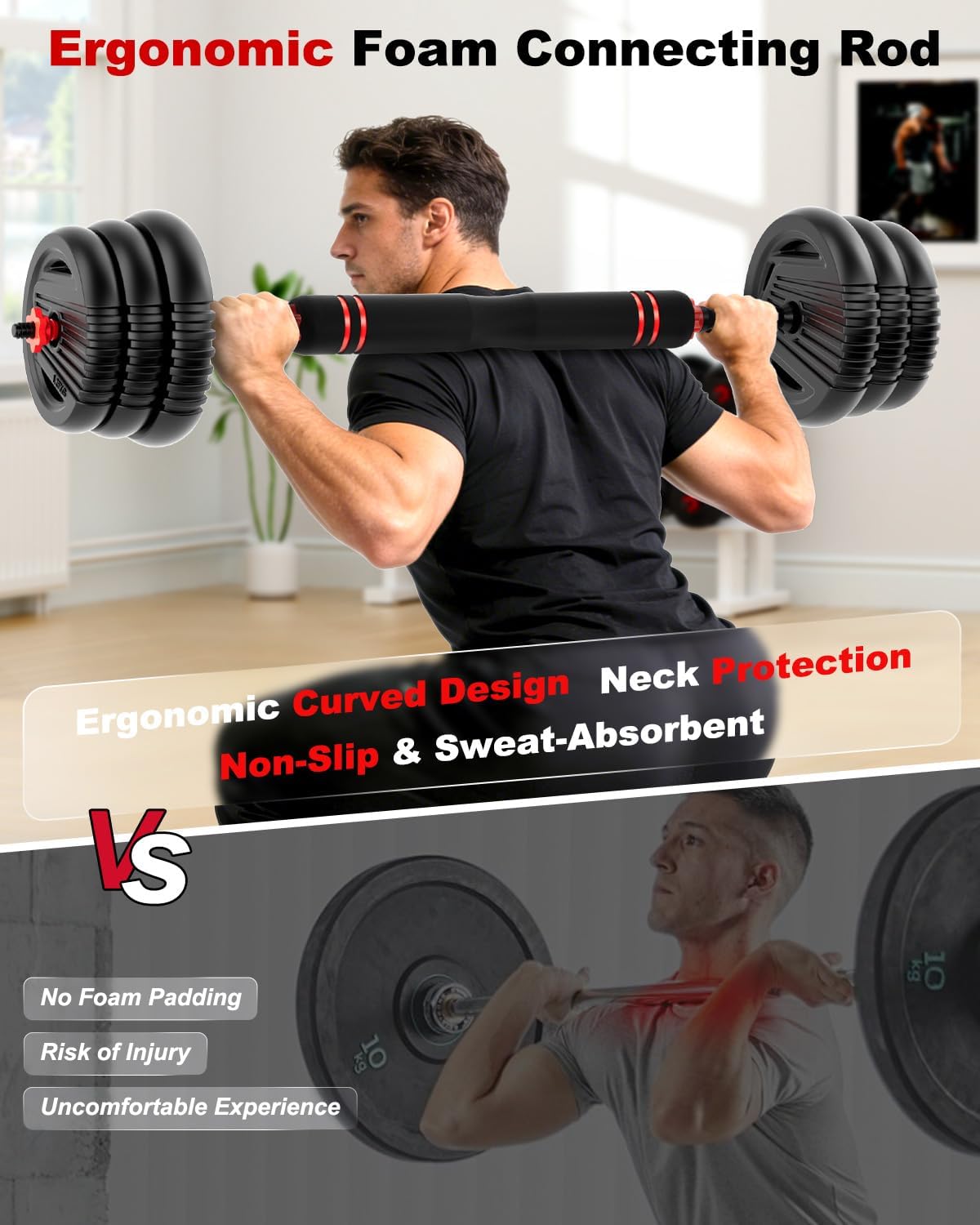 Adjustable Dumbbells, 20/30/45/70/90lbs Free Weight Set with Connector,5 in1 Dumbbells Set Used as Barbell,Kettlebells,Push up Stand,Fitness Exercises for Home Gym Suitable Men/Women - Image 7