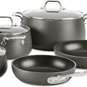 All-Clad HA1 Hard Anodized Nonstick Pots and Pans Set Non Stick Cookware Sets, Oven Broiler Safe 500F, Black