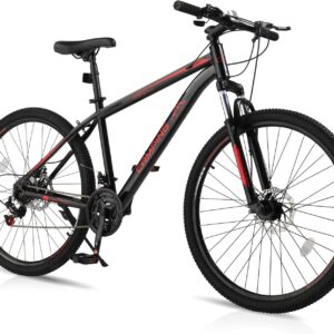 Ktaxon Mountain Bike 24/26/27.5 Inch Men & Women Mountain Bike with 21-Speed Adult Bikes, Double Disc Brake, Suspension Fork and High Carbon Steel Frame