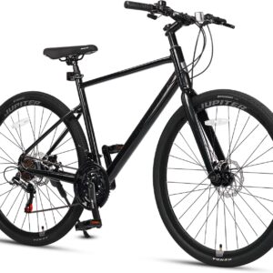 AVASTA Jupiter 700C Road Adult Step-Over Hybrid Cycling Bike Bicycle, Aluminum Frame, 21-Speed, Dual Disc Brakes, Multpile Colors for Men Woman Male Female
