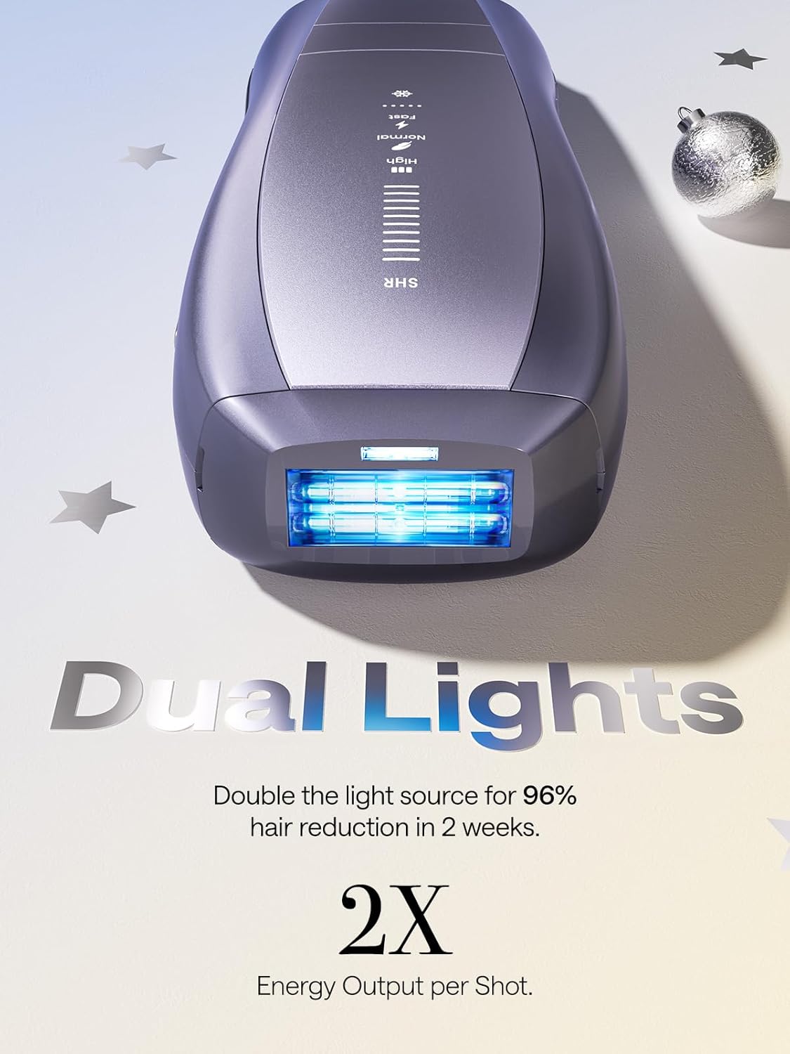 Ulike Laser Hair Removal, Air 10 IPL Hair Removal Device with Ice Cooling, Dual Lights, SHR Mode for Women & Men, Limited Holiday Set with Aloe Vera Gels, Gem Stickers, Christmas Cards & Storage Bag - Image 4