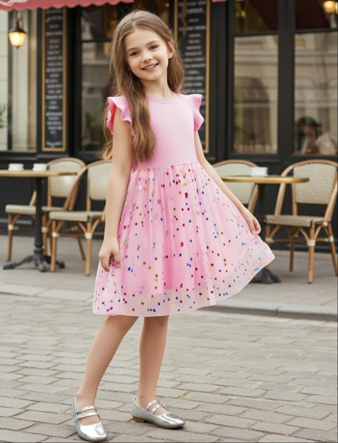 PATPAT Girl's Tulle Dress Tutu Party Birthday Poster Formal Fancy Flower Princess Dresses - Image 2