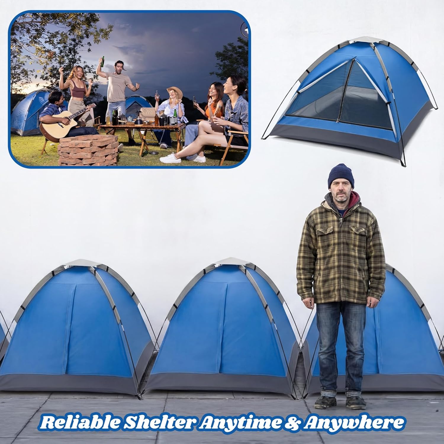 Woanger 12 Pack Bulk 2 Person Camping Tents for Homeless Lightweight Outdoor Tent with Rain Fly and Carrying Bag Waterproof Windproof Setup for Homeless Camping Backpacking - Image 7