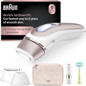 Braun Smart IPL, Skin i·Expert Pro 7: at Home Laser Hair Removal for Women and Men, Permanent Visible Hair Reduction, with Free App, Vanity Case, Venus Razor, 2 Smart Heads, Facial Trimmer, IPL7219