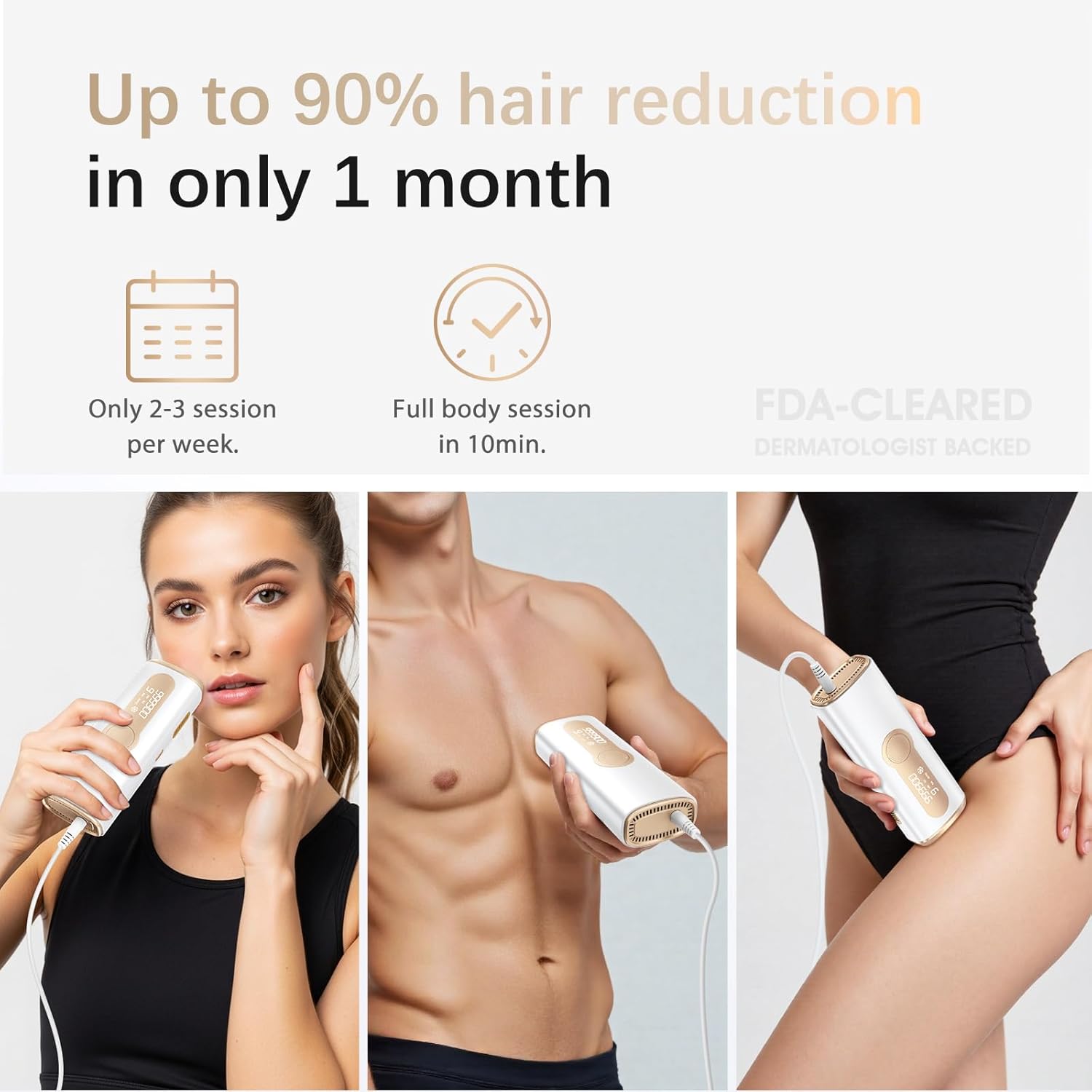 IPL Laser Hair Removal Device for Women & Men - Safe At-Home 45°F Ice-Cooling Contact for Painless & Long-Lasting Results, 86% Less Hair In 3 Weeks for Full Body & Face, White - Image 4