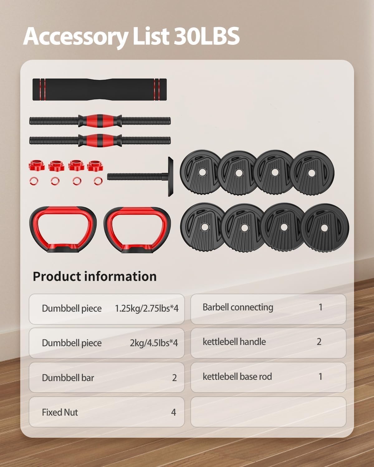 Adjustable Dumbbells, 20/30/45/70/90lbs Free Weight Set with Connector,5 in1 Dumbbells Set Used as Barbell,Kettlebells,Push up Stand,Fitness Exercises for Home Gym Suitable Men/Women - Image 9