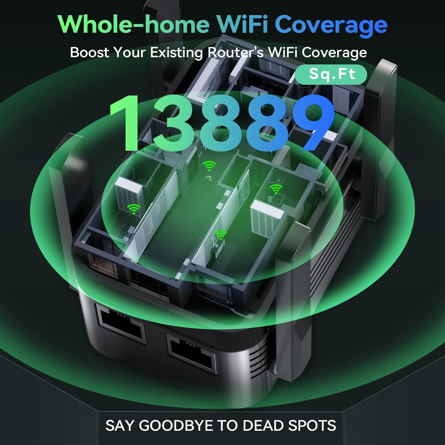 2026 Best WiFi Extender Signal Booster, Internet Extender Covers Up to 13389 Sq.ft for Home, Long Range WiFi Repeater with Ethernet Port, Wireless Router Amplifier Easy Setup,Wide Compatibility - Image 2