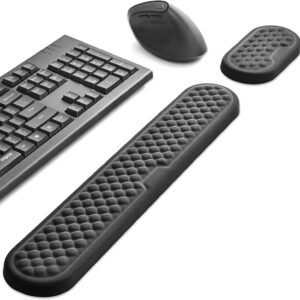 Wrist Rest for Keyboard and Mouse,Computer Ergonomic Keyboard & Mouse Wrist Rest Set,Memory Foam Wrist Pad Support Cushion for Gaming & Typing (Black)