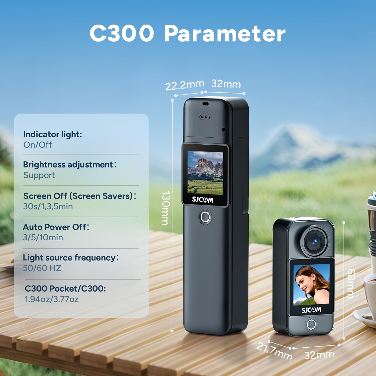 SJCAM C300 2IN1,4K Pocket Handheld Travel Camera,7Hour Power,154° Wide FOV Video Recording,6-Axis Stabilization,Dual-Touch Screen Body Camera,30M Waterproof,for YouTube Creators,Black 64G Card,Gifts - Image 9