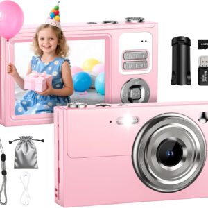 Digital Camera, 64MP 4K Camera for Kids with 2.8″ IPS Screen, 64GB SD Card and 16X Digital Zoom Anti Shake, Point and Shoot Compact Camera, Compact Portable Small Gift for Boys Girls Students