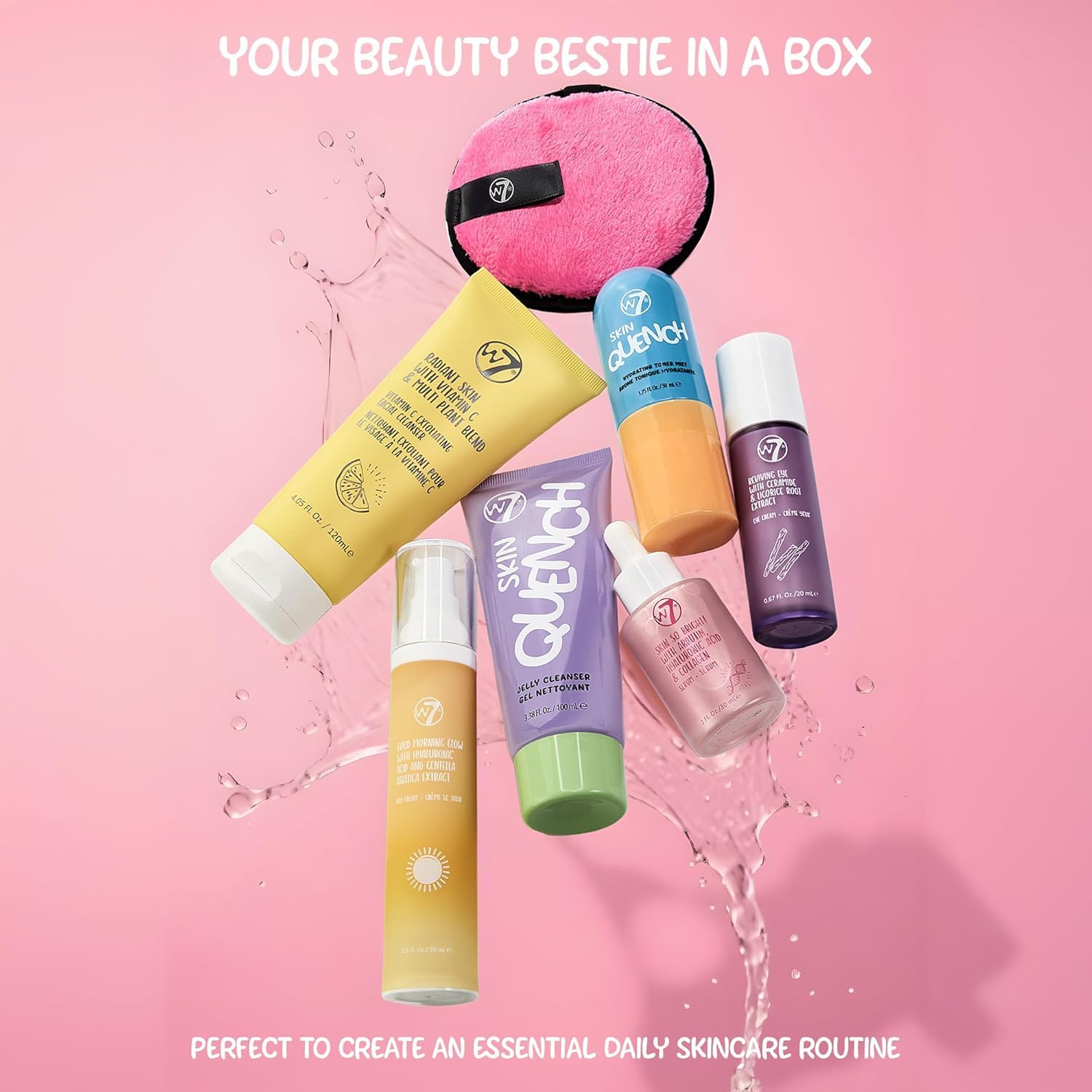 W7 Beauty Blast Skincare Secrets Gift Set - Complete Full Size Skincare Routine with Day Cream, Serum, Cleansers, Toner Mist, Eye Cream and Makeup Remover Pad - Skincare Gifting - Image 3