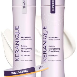 Keranique Volumizing Shampoo and Conditioner Set for Hair Repair and Growth with Biotin and Keratin for Women, Thinning Hair Formula, 8 Fl Oz Each