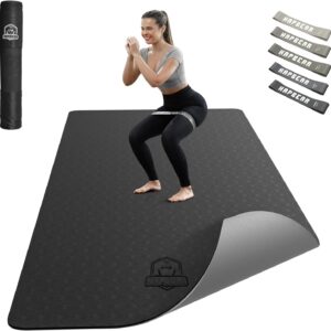 HAPBEAR Large Yoga Mat – 72″x36″x6mm (1/4 inch), Extra Wide Non-Slip Exercise Mat for Home Workout, Yoga, Pilates & Stretching, Durable & Eco-Friendly, Includes Bonus Resistance Bands & Carry Bag