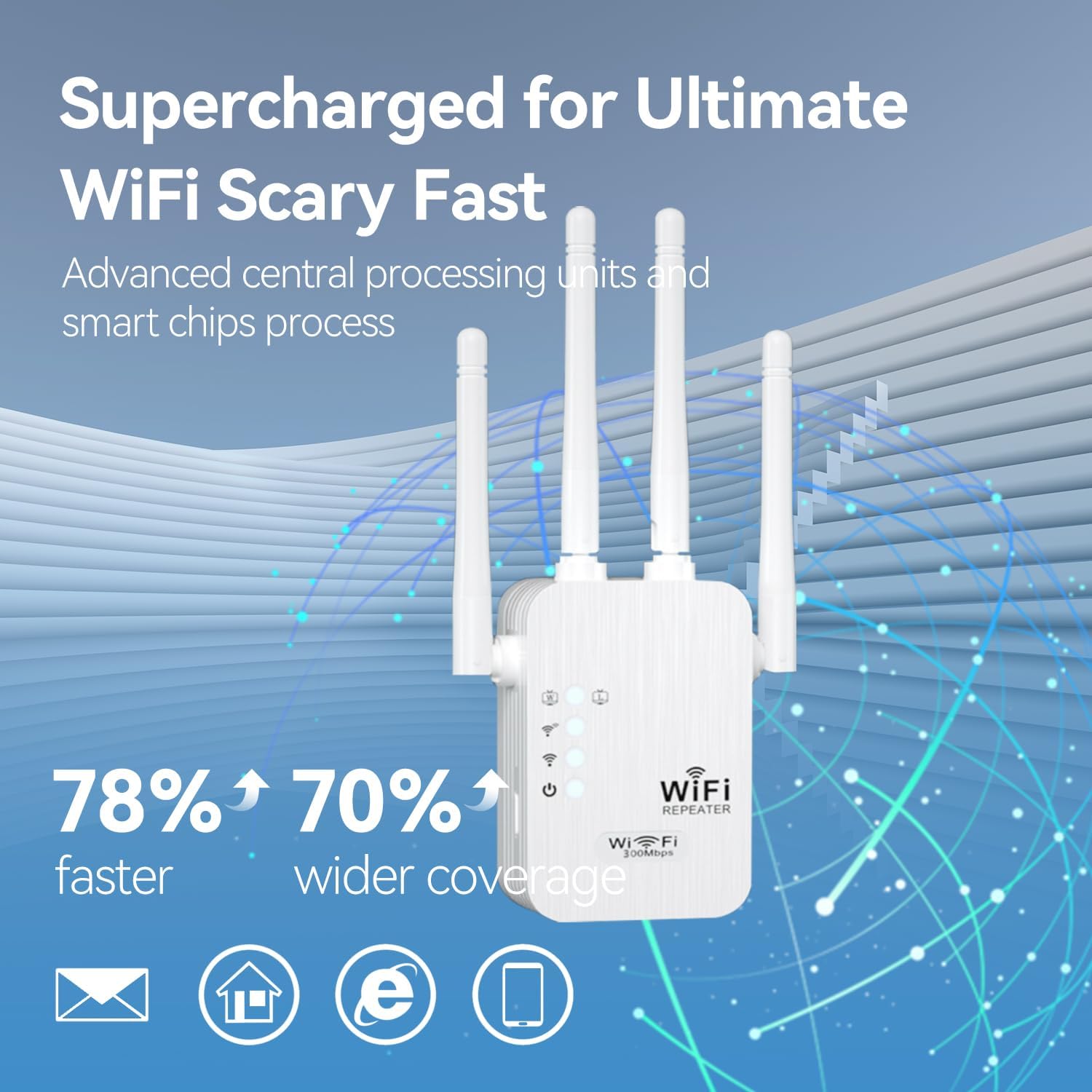 WiFi Extender,WiFi Extender Signal Booster for for Home & Outdoor,Device Servers Covers Up to 6000 Sq. ft and 35 Devices,Internet Booster, - Image 3