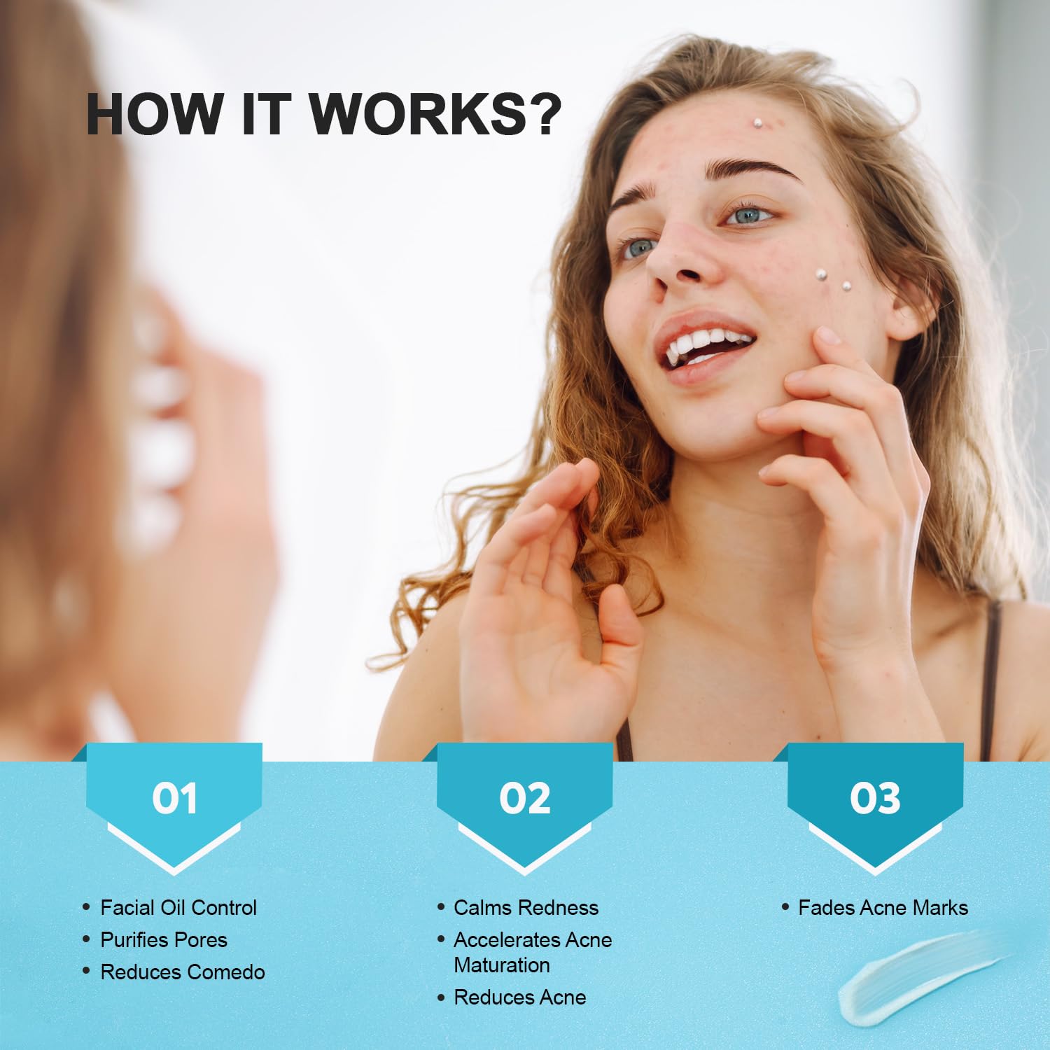 Acne Pimple Spot Treatment Cream: Cystic Hormonal Breakouts Control for Face & Back - 2% Salicylic Acid, Fast Redness Relief, Fades Blemishes & Post-Acne Marks, Teens-Adults, 1.8 oz - Image 4