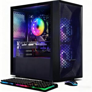 STGAubron Prebuilt Gaming PC Desktop, Radeon RX 550 4G, Intel Core i5 up to 3.6GHz, 16G RAM, 512G SSD, WiFi 6, BT 5.0, RGB Fan x2, Windows 11 Home