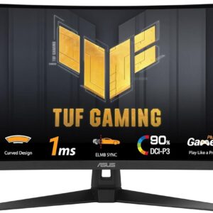 ASUS TUF Gaming 34” Ultra-Wide Curved Monitor (VG34VQ3B) – 21:9 QHD (3440×1440), 180Hz, 1ms, Extreme Low Motion Blur Sync, FreeSync Premium, Speaker, 90% DCI-P3, DisplayWidget Center, 3 yr Warranty