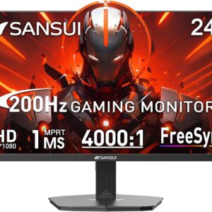 SANSUI Gaming Monitor, 24 Inch 200Hz 180Hz, FHD 1080P 1ms 110% sRGB Computer Monitor, HDMI DP Ports VESA Support for Game Office (HDMI Cable Included)
