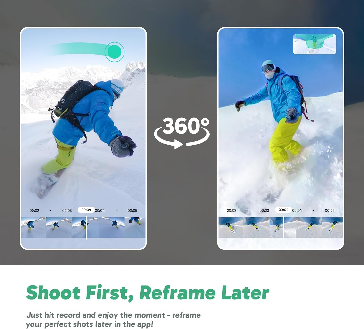 AKASO 360 Weatherproof 360° Action Camera - 5.7K 360 Video with 1/2" 48MP Sensors, 72MP 360 Photo, 360-SuperSmooth, 2.29" Touchscreen, Invisible Selfie Stick Effect, 360° Horizon Lock, AI Tracking - Image 8