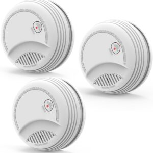 Fire Alarms Smoke Detectors, Photoelectric Sensor Smoke Alarm Battery Operated, Fire Alarm with Test Button & Low Battery Signal, LED Warning Light 85 dB Alarm Sound for Bedroom and Home, 3 Pack
