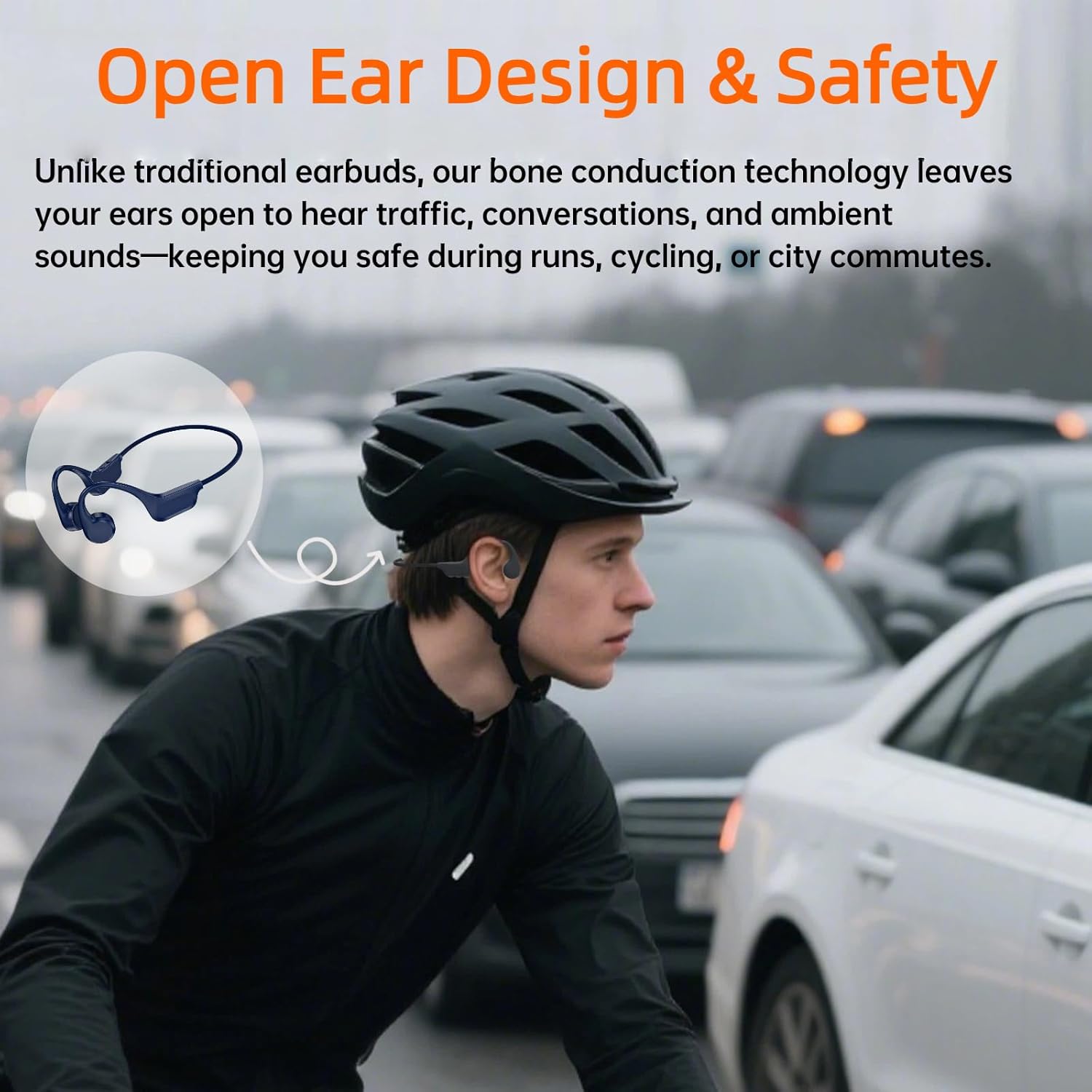 2026 Upgrade Bone Conduction Headphones-SwimBeats, IP68 Waterproof Swimming Headphones| 32GB Storage| BT 6.0| 28g Lightweight| 8H Battery, Open-Ear Headphones for Swimming, Running, Cycling(Indigo) - Image 9