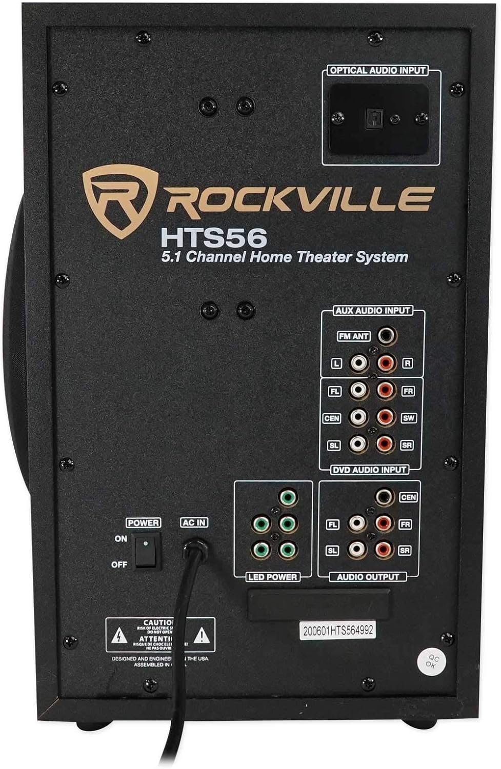 Rockville HTS56 1000W 5.1 Channel Home Theater System, Bluetooth, USB, 8" Subwoofer, LED Light Effects, Remote Control, Optical Input, for Movies, Music & Karaoke - Image 7