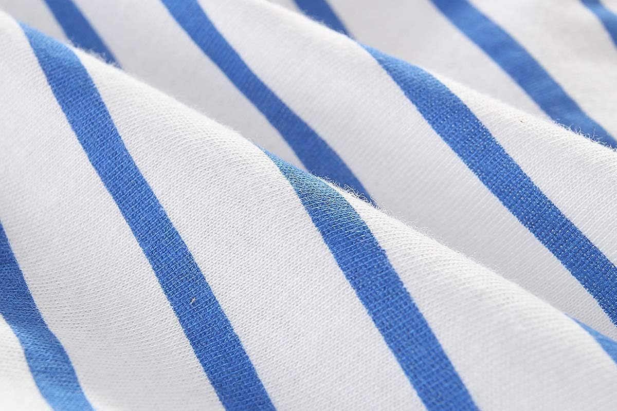 Youlebao Girls Cotton Long Sleeve Casual Cartoon Appliques Striped Jersey Dresses - Image 5