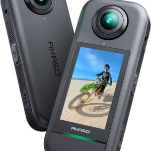 AKASO 360 Weatherproof 360° Action Camera – 5.7K 360 Video with 1/2″ 48MP Sensors, 72MP 360 Photo, 360-SuperSmooth, 2.29″ Touchscreen, Invisible Selfie Stick Effect, 360° Horizon Lock, AI Tracking
