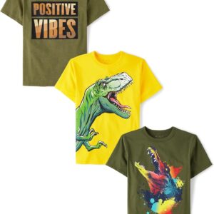 The Children’s Place Boys Animals,Cars Short Sleeve Graphic T-Shirts,3 Pack