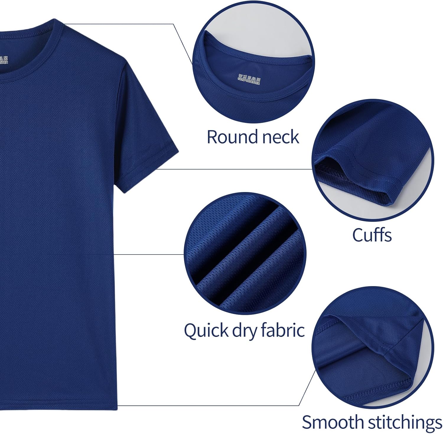 8 Pack Boys Kids Youth Mesh Athletic Quick Dry T Shirts Short Sleeve Moisture Wicking Tee Shirts Active Tops (Age 4-18) - Image 2