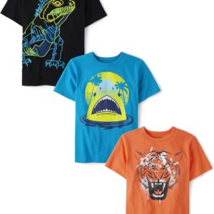 The Children’s Place Boys Animals,Cars Short Sleeve Graphic T-Shirts,3 Pack