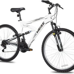 WEIZE Mountain Bike, 26/27.5 inch Outdoor Cycling Bike,18-Speed/High-Carbon Steel/Dual Full Suspension, Adjustable Ergonomic Seat for Men Women Adult, MTB Bicycle with Suspension Fork,Sleek Colors