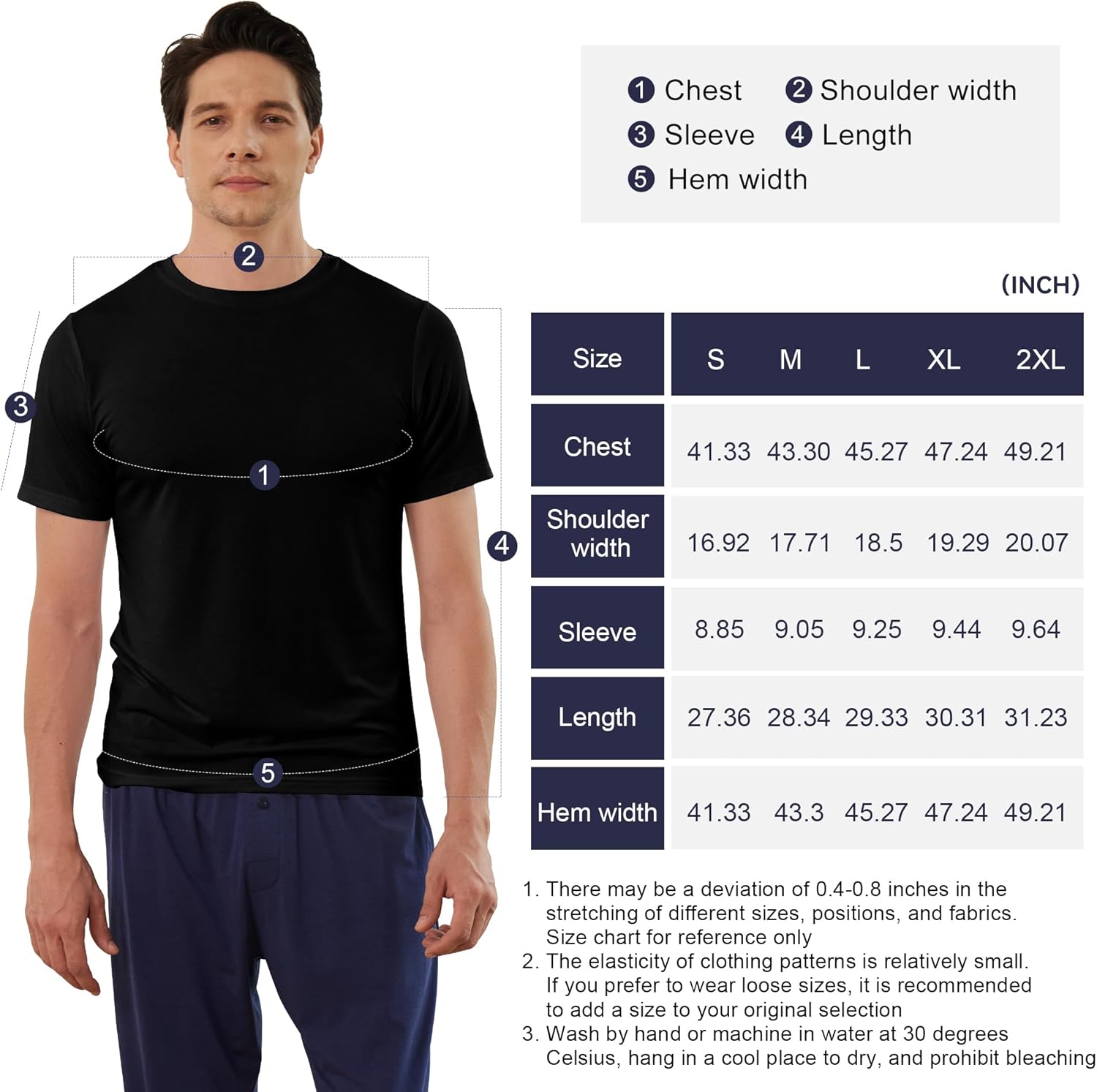 BAMBOO COOL Men's Undershirts Moisture-Wicking Crewneck T Shirts, Breathable Stretch Soft Tees for Men, 3 or 6 Pack - Image 6