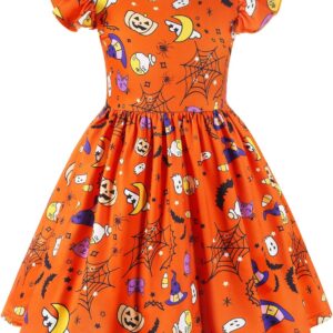 WonderBabe Valentines Dress for Girls Toddler Print School Outfits Flutter Sleeve A-Line Cute Midi Casual Sundress