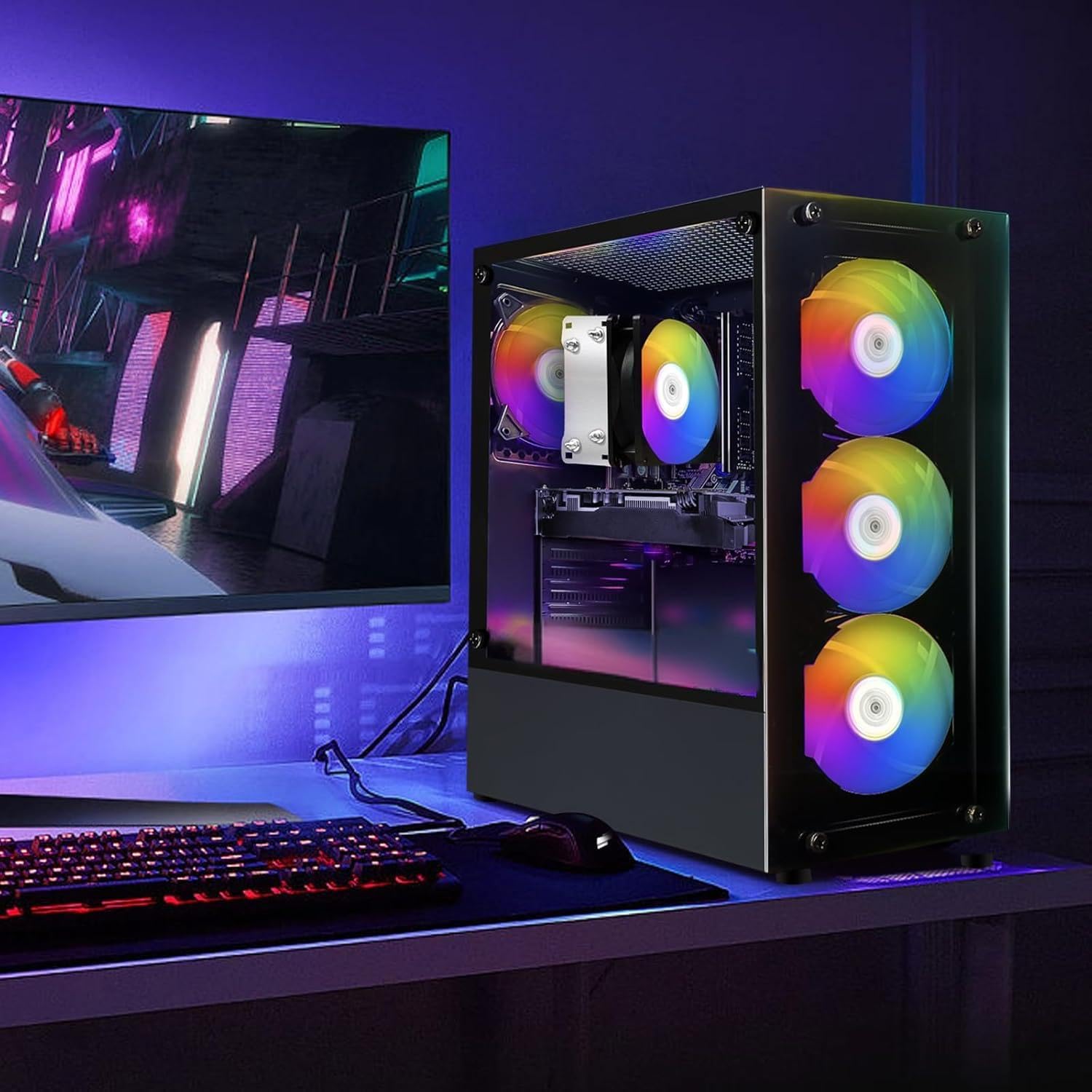 STGAubron Gaming PC Desktop Computer, AMD Ryzen 5 2600 up to 3.9G, GeForce RTX 2060 6G, 16G DDR4, 512G SSD, 600M WiFi, BT 5.0, RGB Fan x4, Windows 11 Home - Image 5