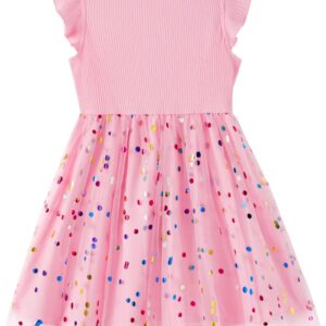 PATPAT Girl’s Tulle Dress Tutu Party Birthday Poster Formal Fancy Flower Princess Dresses