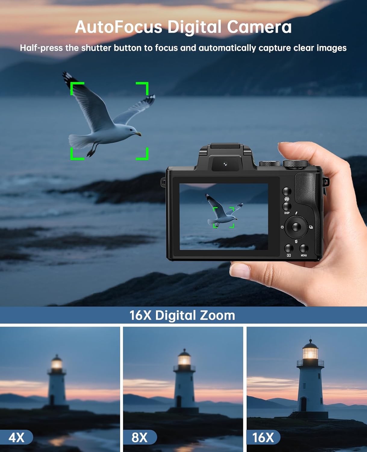 8K Digital Cameras for Photography Autofocus 88MP WiFi Professional 16X Digital Zoom Photography Camera with Dual-Lens for YouTube with Lens Hood, Touch Screen, 2 Batteries & Charging Stand - Image 6