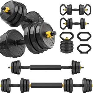 FEIERDUN Adjustable Dumbbells Set, 48/68/88lbs Free Weight Set with 4 Modes, Used as Barbell, Kettlebells, Push up Stand, Fitness Exercises for Home Gym Suitable Men/Women