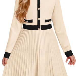 GRACE KARIN Girls Sweater Fall Dress Long Sleeve Knit A Line Contrast Casual Winter Dresses 6-14Y
