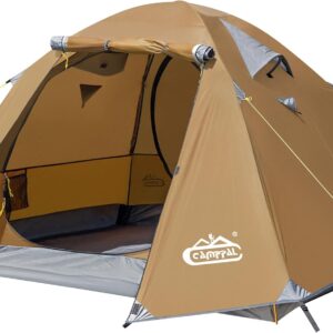 2-3 Person Backpacking Tent with Double Door 2 Vestibule, Waterproof Windproof Lightweight Easy Set Up 3 Season 2 Man Two Person Tent for Camping, Hiking, Motorcycle, Mountaineering with UPF 50+
