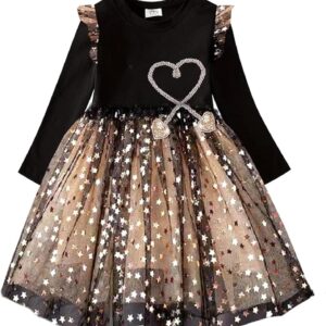 VIKITA Toddler Girls Dresses Winter Long Sleeve Tutu Party Dress for Girl 2-12 Years Xmas Gift