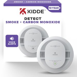 Kidde Smoke & Carbon Monoxide Detector, 10-Year Battery Powered, Voice Alerts, LED Warning Light Indicators